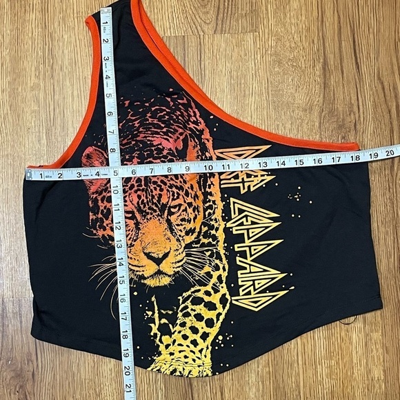 Def Leppard One-Shoulder Tank Top Shirt Womens plus size shirt black orange - Picture 7 of 7